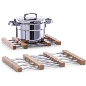 حامل ثلاثي قابل للتمدد من الخيزران والفولاذ المقاوم للصدأ