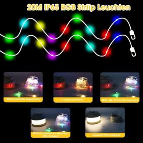 سلسلة أضواء خارجية قابلة لإعادة الشحن بطول 20 مترًا