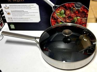 مقلاة غير لاصقة من علامة ROYAL بحجم 28 سم وسعة 3.6 لتر، تأتي مع غطاء زجاجي--v