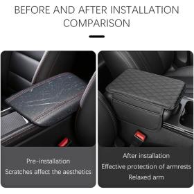 وسادة مسند ذراع جلدية مع جيوب تخزين لراحة وتنظيم السيارة.