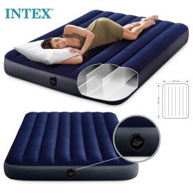 فرشة هوائية مزدوجة من Intex بتقنية Fiber-Tech، مريحة وثابتة للنوم لشخصين.