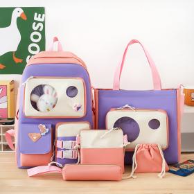 محفظة كاواي 5 في 1 بلون وردي أنيق