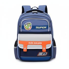 حقيبة مدرسية للأطفال بتصميم فضائي ممتع وعدة جيوب، لون أزرق