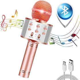 ميكروفون كاريوكي لاسلكي 4 في 1 متوافق مع Android/IOS