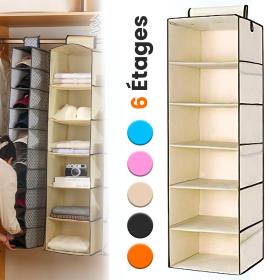 منظم خزانة الملابس بـ 6 رفوف لتعليق وتخزين الملابس بشكل مرتب