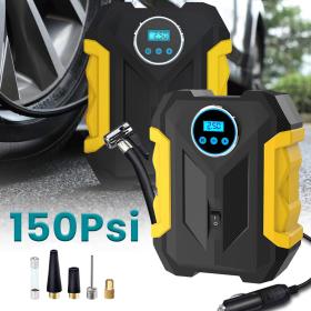 منفاخ إطارات رقمي مع مقياس ضغط وضوء LED بقدرة 150 PSI
