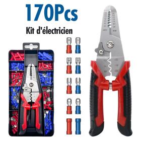 طقم تجعيد الأسلاك 3في1 – 170 قطعة مع أطراف 22-10 AWG للكهربائيين