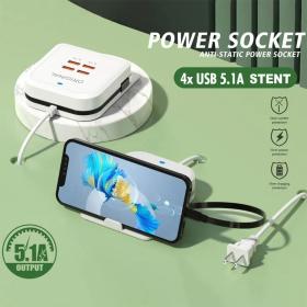 شاحن متعدد المنافذ – شحن سريع 4 منافذ USB مع كابل Type-C