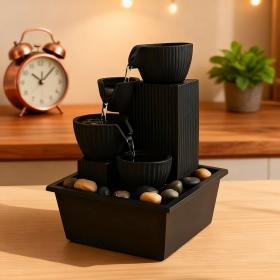 نافورة مياه ديكور شلال مع إضاءة LED تضيف هدوءًا وأناقة للديكور الداخلي.