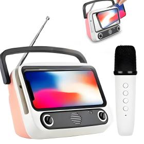 كاريوكي بلوتوث مع ميكروفون لاسلكي وحامل للهاتف الخلوي