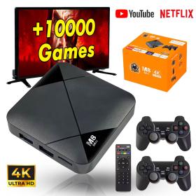 صندوق ألعاب محمول M8 Mini 4K Android TV BOX وحدة تحكم ألعاب الفيديو 10000 لعبة 64 جيجابايت