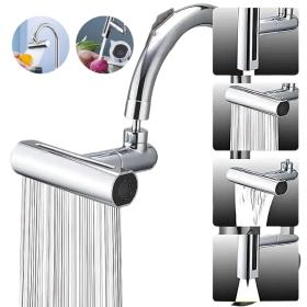 صنبور 4 في 1 بخاخ ضغط دوار متعدد الوظائف، عصا تمديد موفرة للمياه