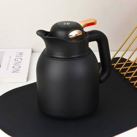 إبريق معزول، مع صينية شاي مقسمة وغطاء لعرض درجة الحرارة، مصنوع من الفولاذ المقاوم للصدأ 304 سعة 1100 مل