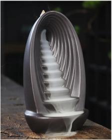 مبخرة سيراميك ذات تدفق خلفي ونافورة دخان وتأمل وعلاج بالروائح