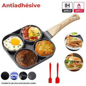 مقلاة غير لاصقة من الألومنيوم بأربع فتحات للبيض والكريب